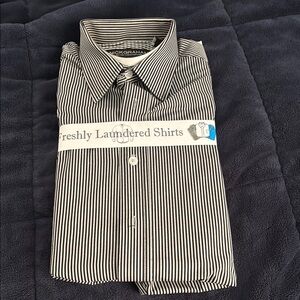 Black and Gray Striped long sleeve Men's Dress Shirt